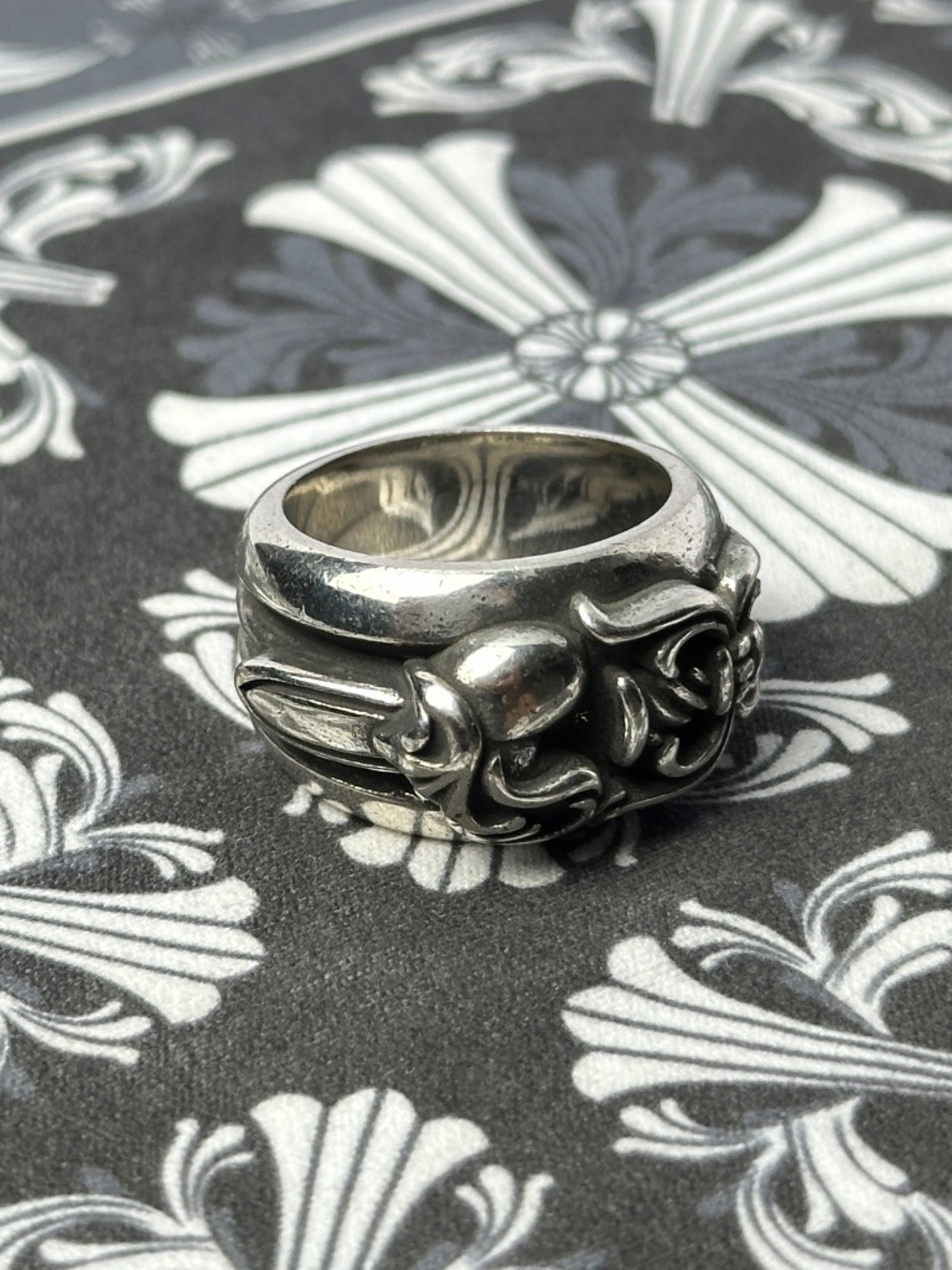 Gothic Vintage Sword Heart Ring 925 Sterling Silver